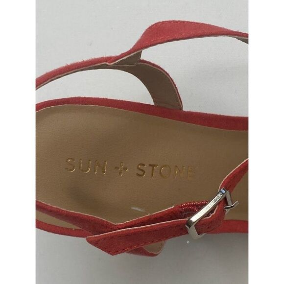 Sun + Stone Platform Dress‎ Cork Sandal 8.5 Coral Women's Adjustable Cushioned - Picture 6 of 9